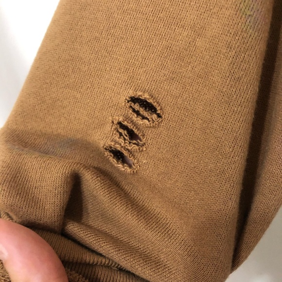 Brown Distressed Oversized Pullover Hoodie - Picture 2 of 5
